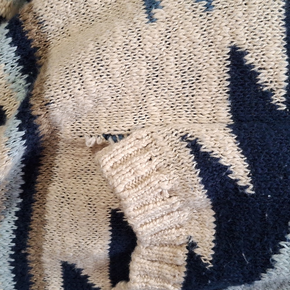 Faherty Cream and Navy Aztec Shawl-Collar Cardigan - Picture 15 of 16
